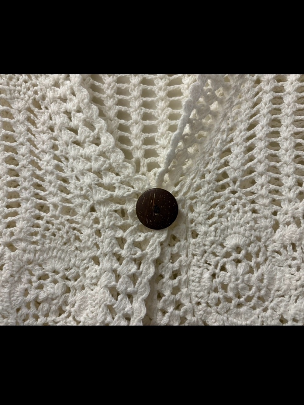 Vintage Hand Crocheted Ivory Open Knit Cardigan Sweater Dress - Picture 4 of 4